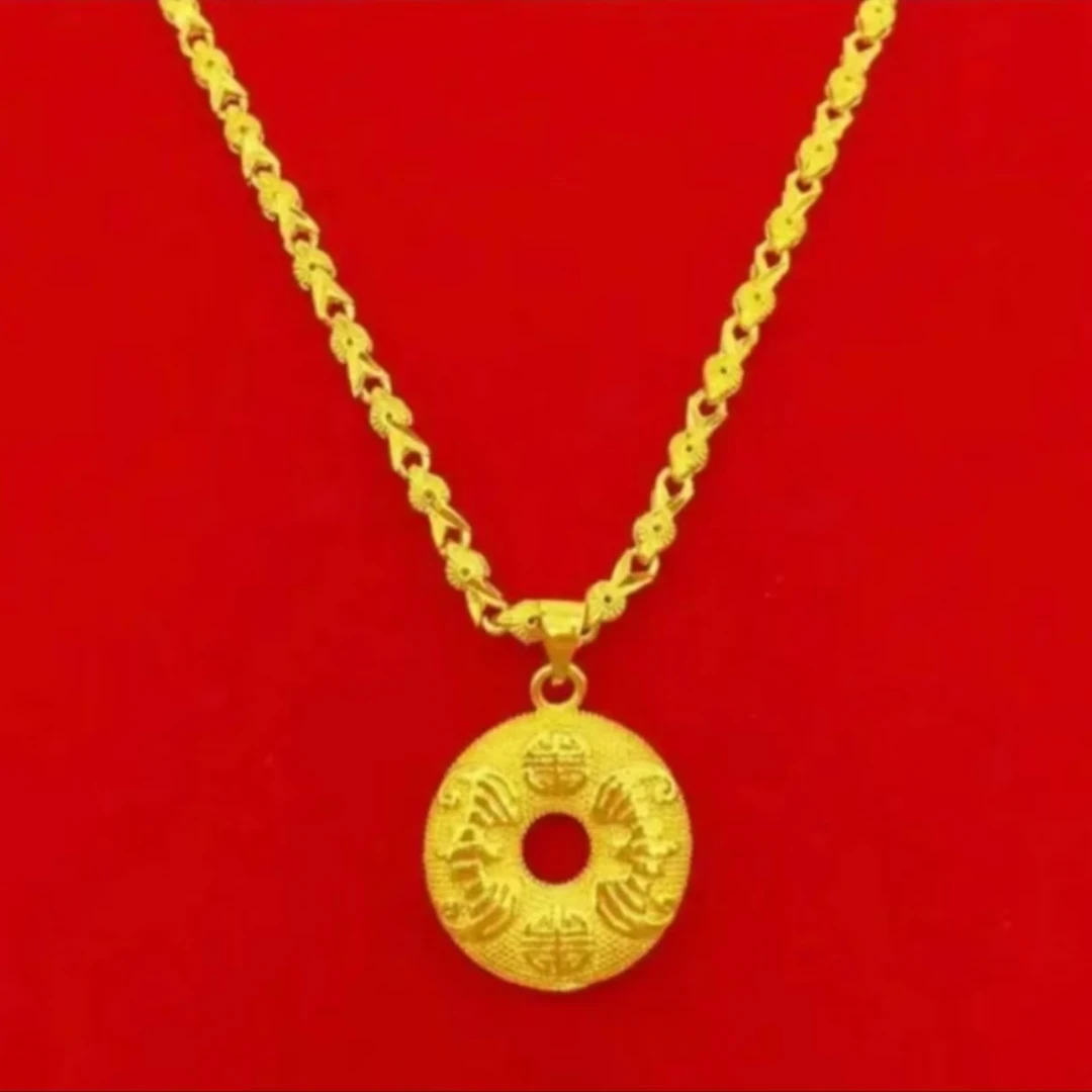 合金项链 合金项链饰品新款【平安扣项链】女款时尚气质精美金色