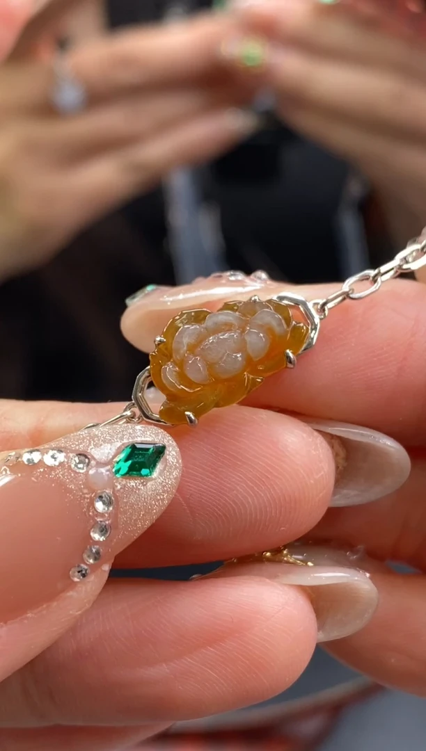 颈饰银S925镶嵌翡翠净货16870