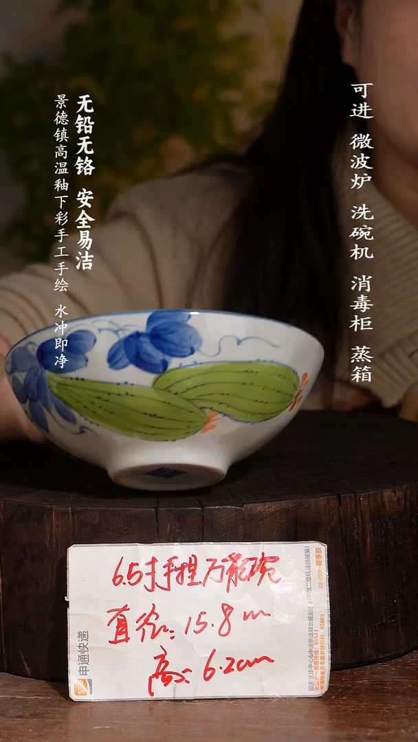 碗陶瓷景德镇高温瓷釉下彩手绘陶瓷