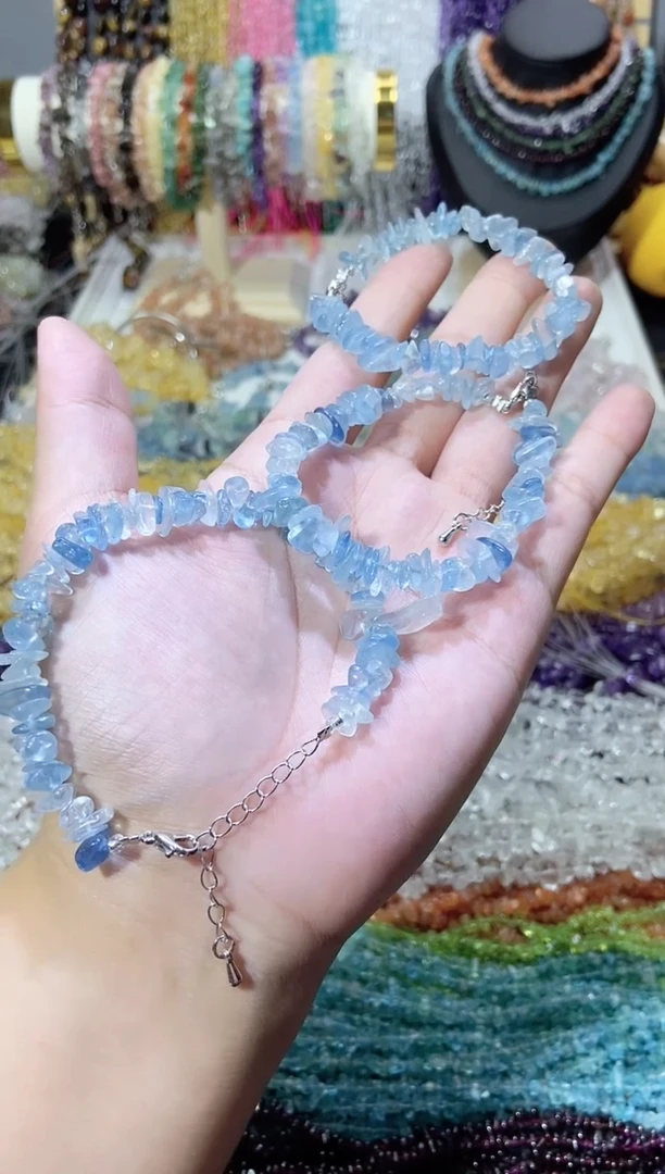 未镶嵌珠宝半成品水晶海蓝宝手链