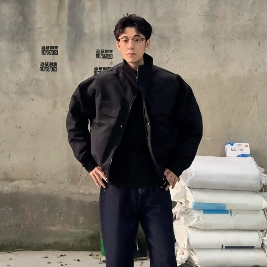 短宽版型cleanfit棉衣棉服雪丽棉座山雕立领宽松潮流棉袄ins