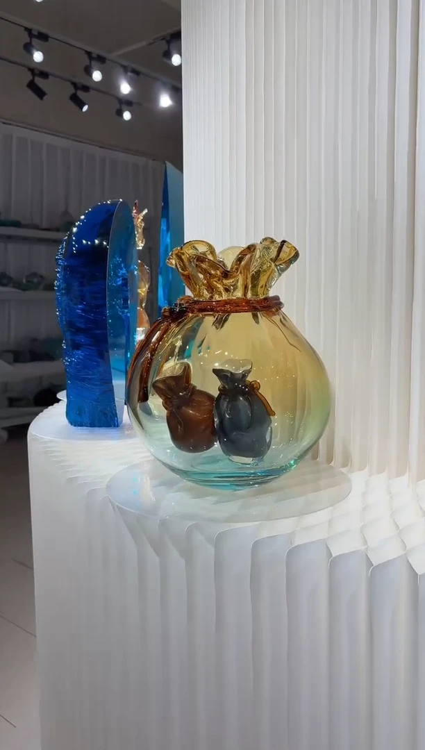 摆件虎*茶金色天青艺术福袋摆件