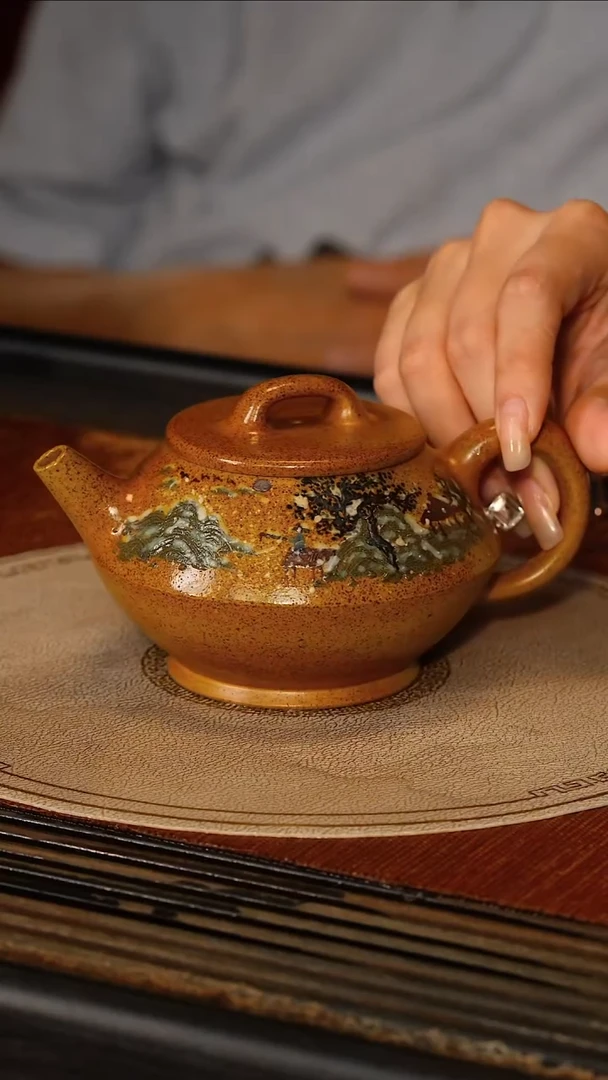茶壶紫砂宜兴紫砂PQZ 絮状黄金段 玉碗