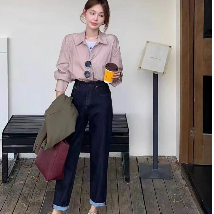 高腰设计感时尚百搭显瘦春秋牛仔裤610659（C4-4）