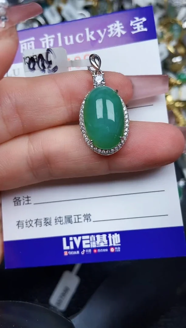 翡翠银S925镶嵌颈饰2480