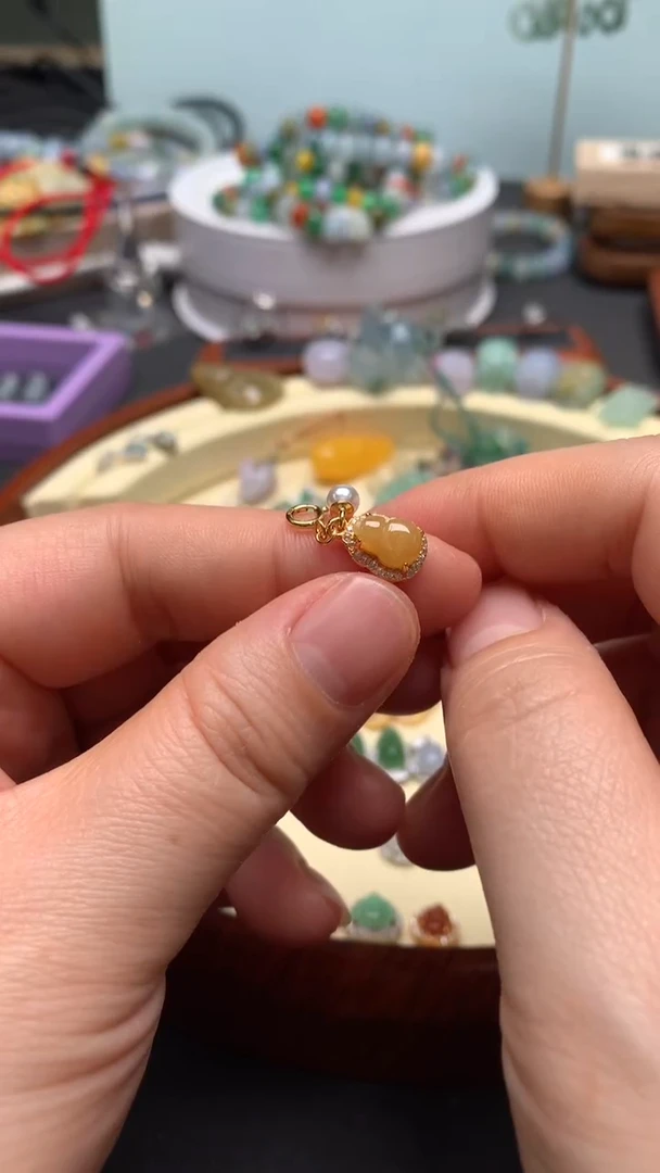 【闪购商品】翡翠颈饰银S925镶嵌翡翠镶嵌葫芦