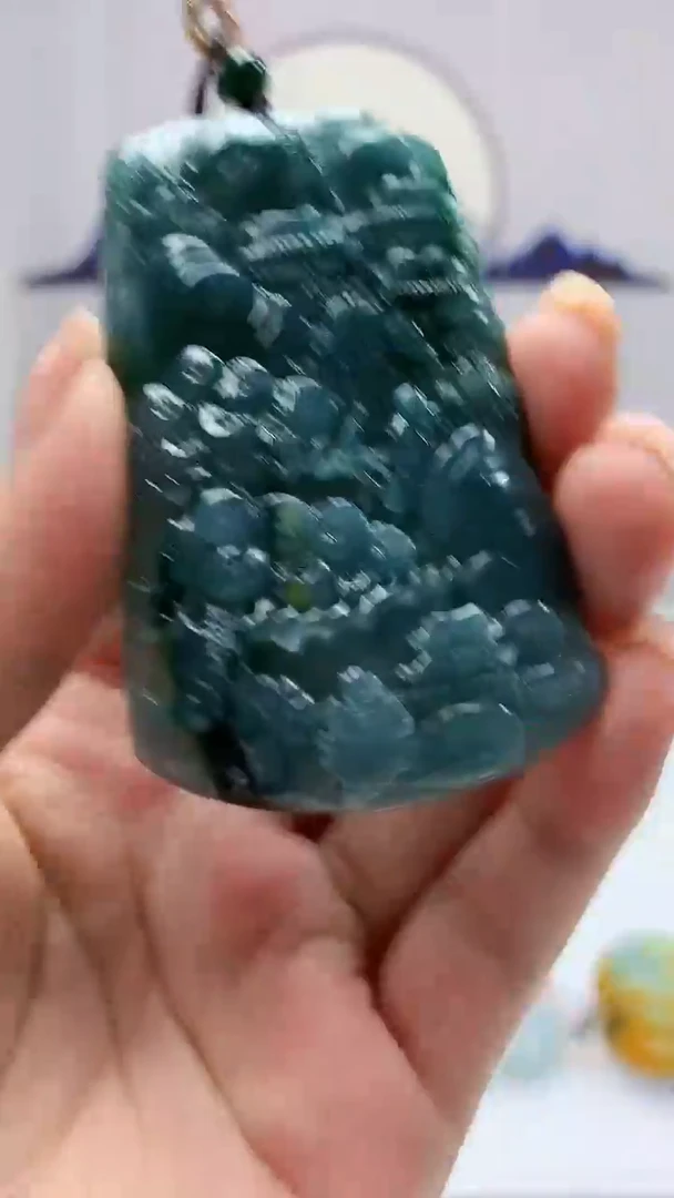 【闪购商品】定制翡翠未镶嵌5060ms-毛货挂件山水186