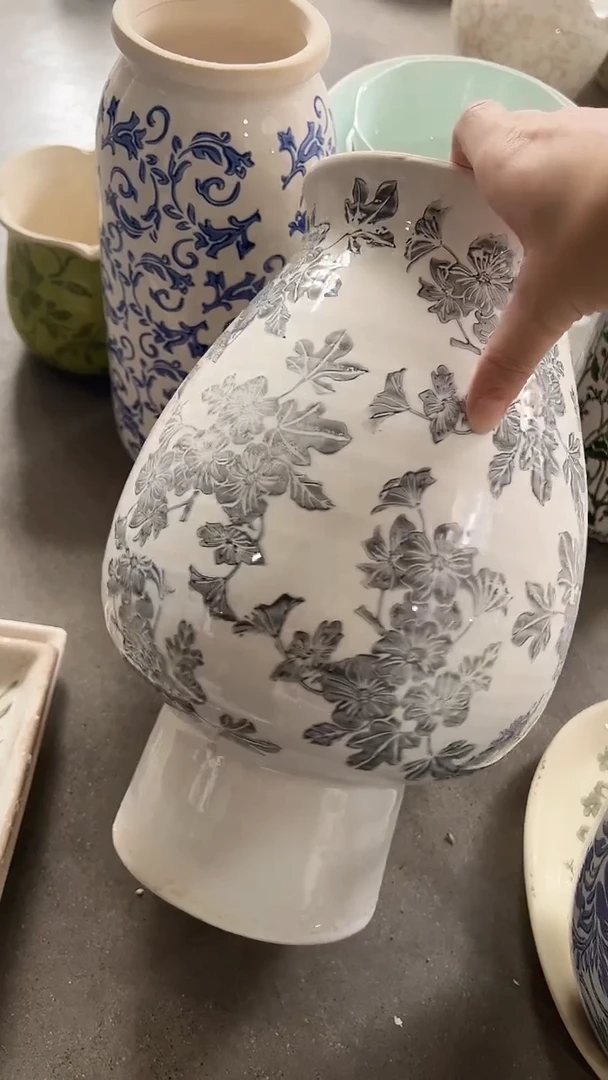 【闪购商品】陶瓷陶瓷花盆高33.5cm内口12.5cm