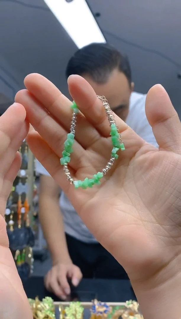 【闪购商品】翡翠耳饰银S925镶嵌0322翡翠手链