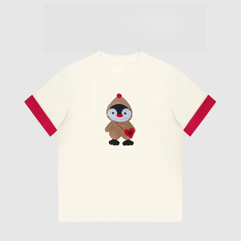 Y007  韩系简约潮流时尚百搭卡通企鹅乖乖短袖T恤