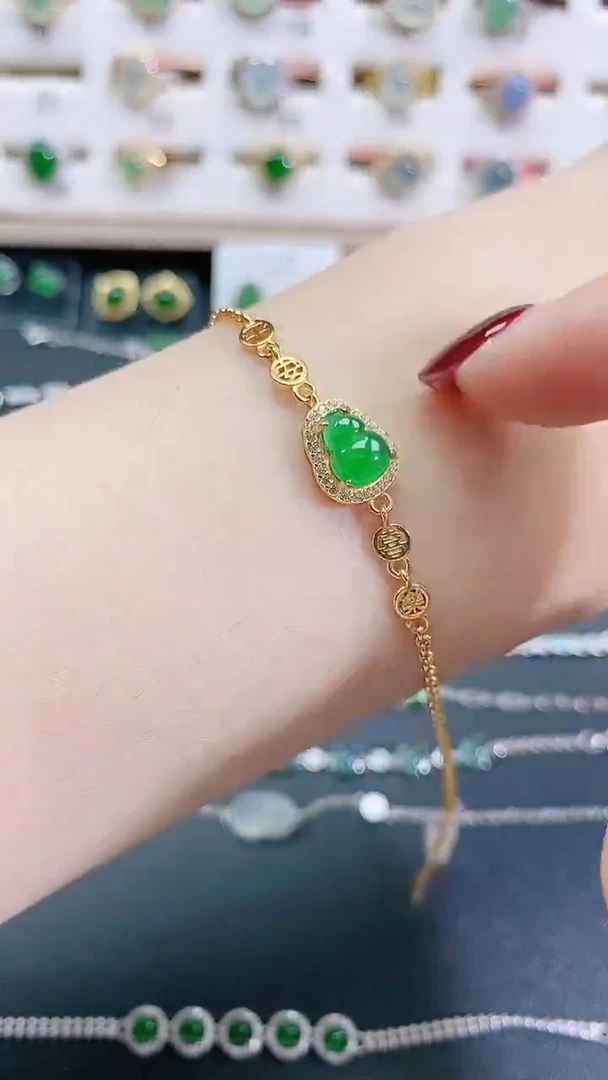 银S925镶嵌手链翡翠天然翡翠