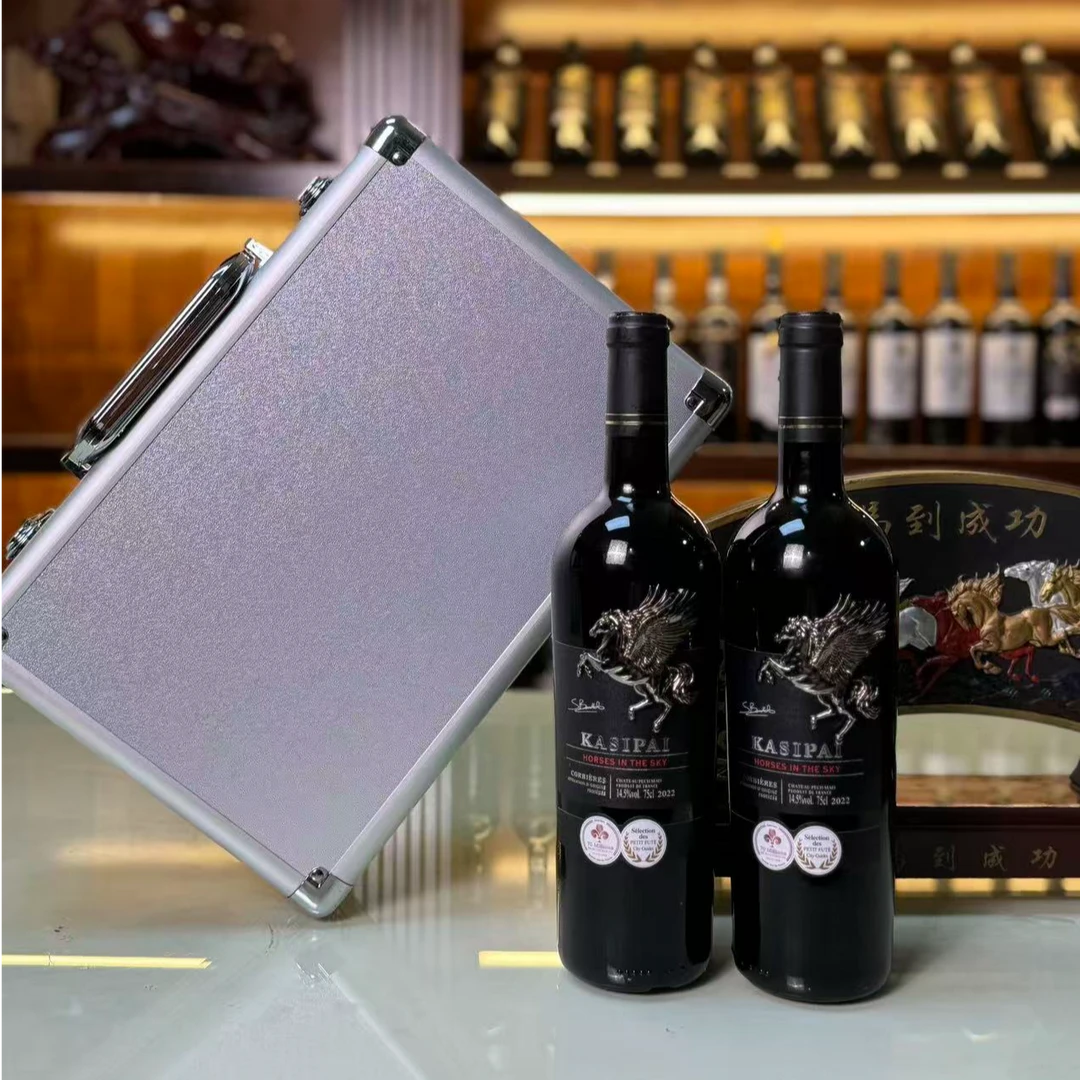 法国14.5度飞马干红葡萄酒750ml*2支带航空铝箱发货