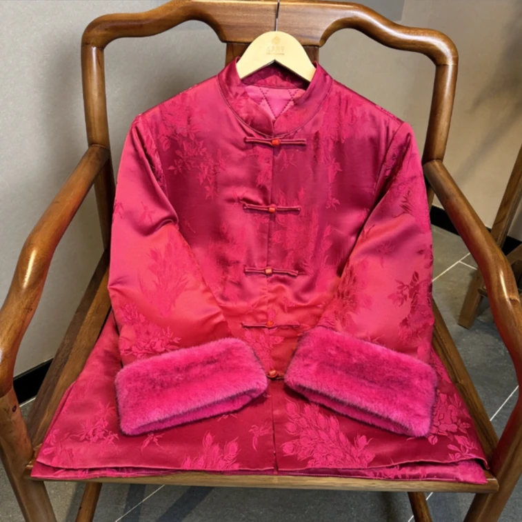 湘妃 芳华设计新中式复古提花立领棉服女士冬季中国风盘扣式棉服