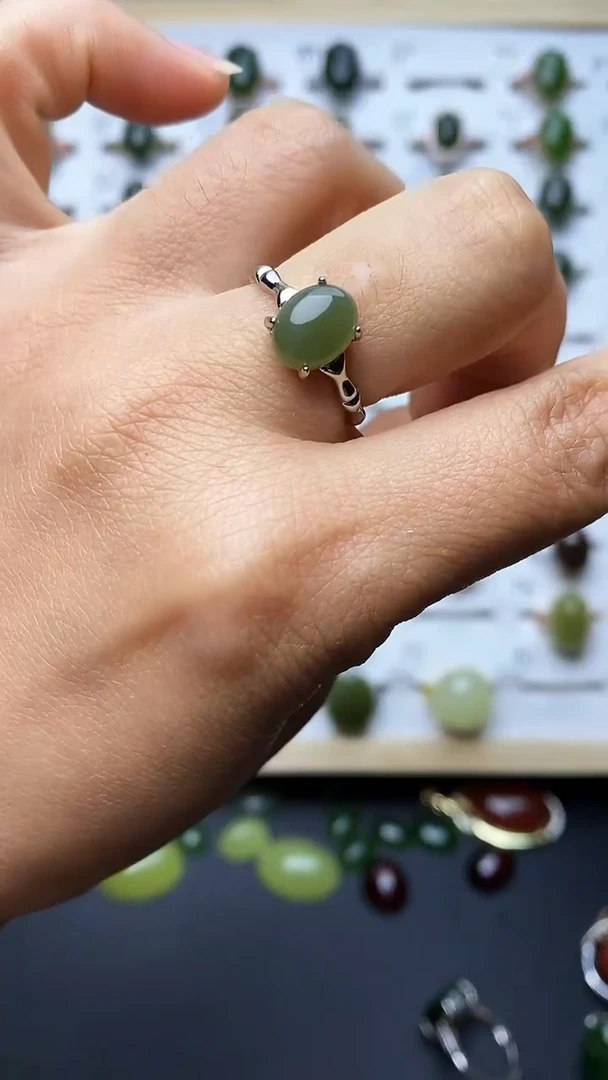 【闪购商品】和田玉戒指银S925镶嵌1