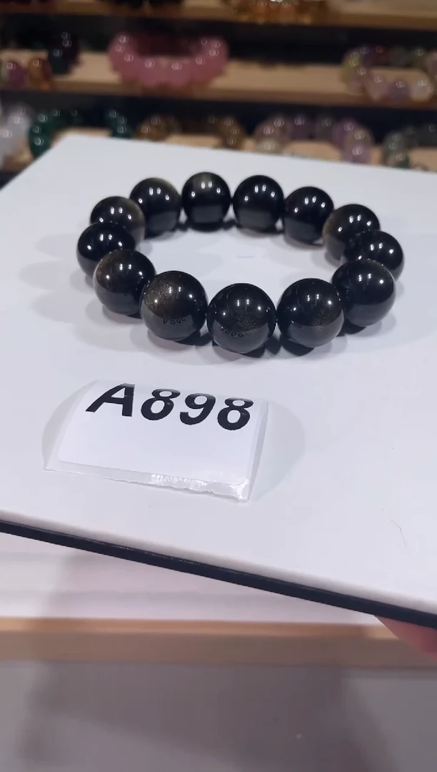 未镶嵌黑曜岩手链A898 金曜石 18
