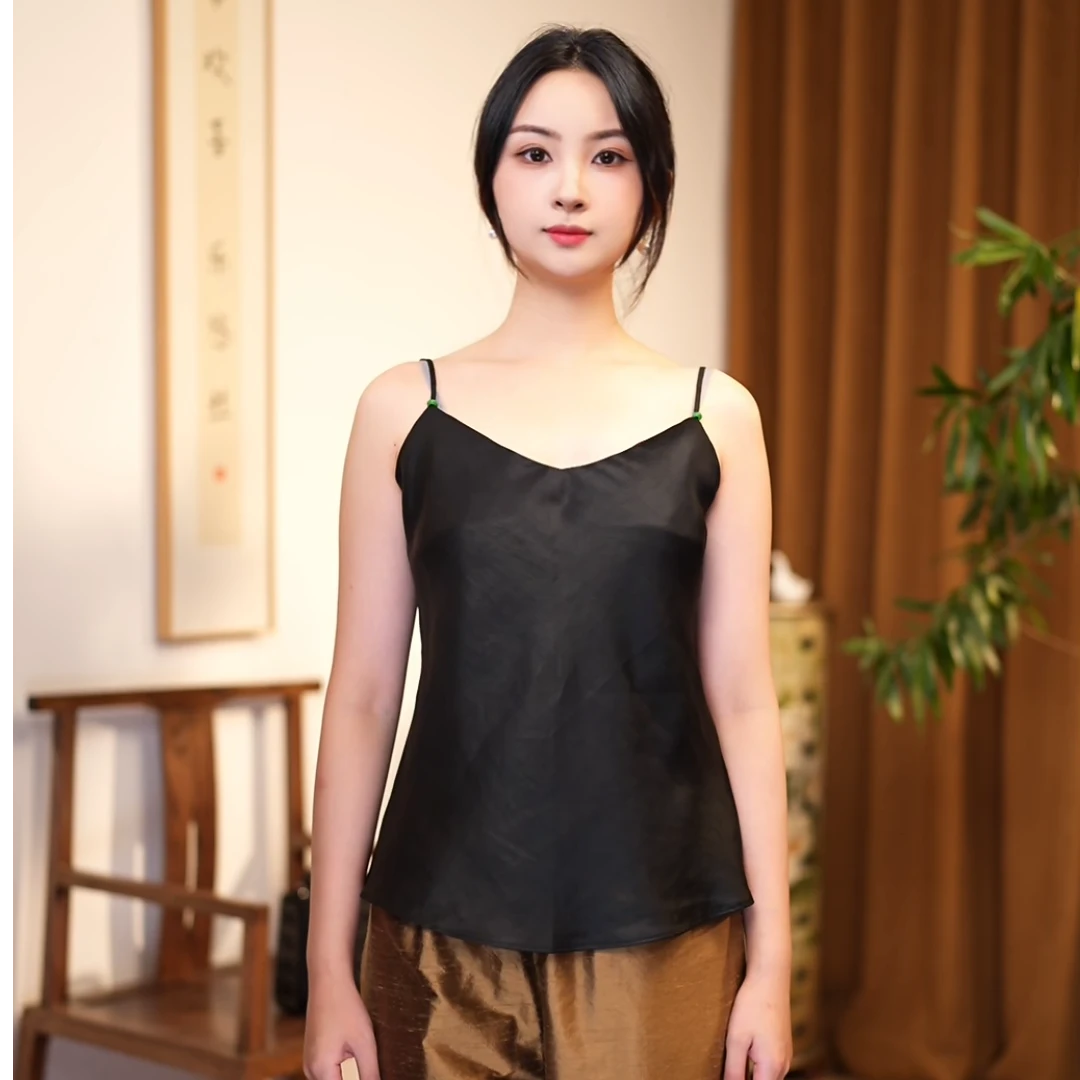 中式桑蚕丝香云纱气质款百搭背心上衣女