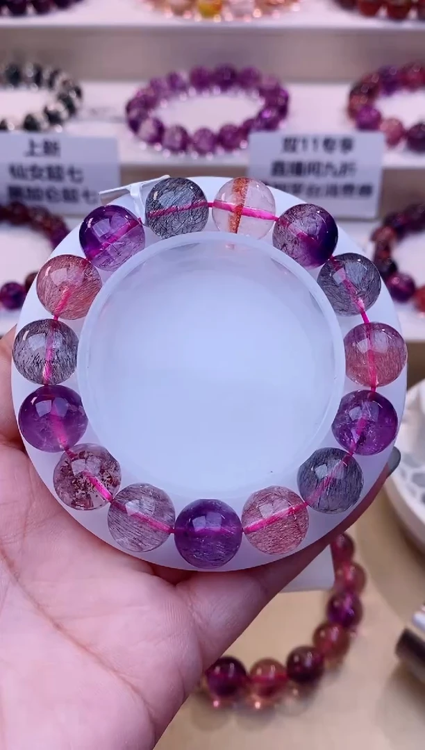 未镶嵌手串水晶黑加仑超七单圈12m+