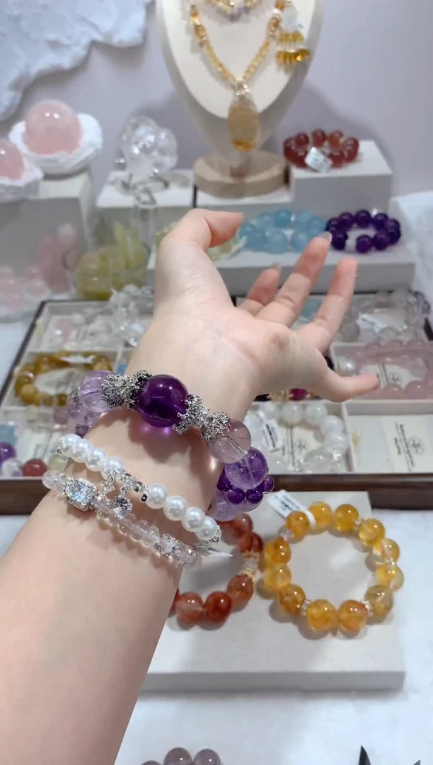 水晶手串未镶嵌拍4单发一串 多样性发其一