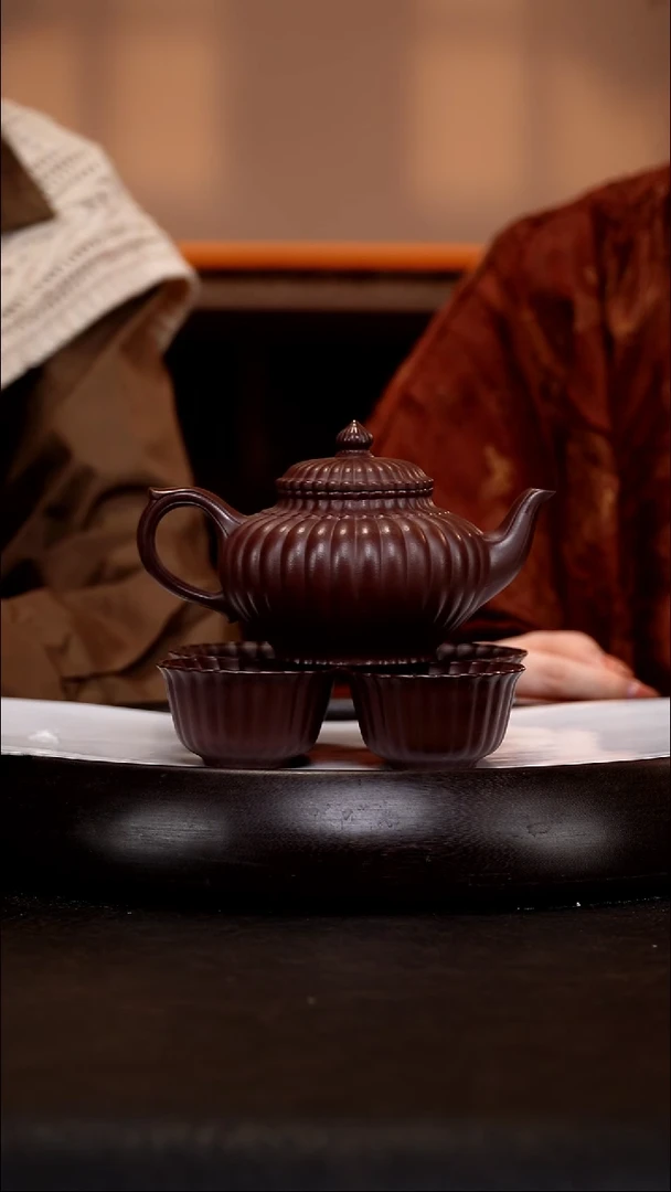 茶壶紫砂SDH97筋纹笑樱   紫泥   250cc