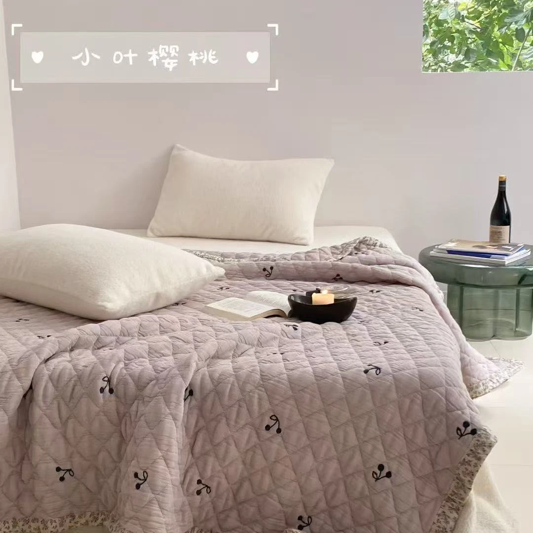 韩国手工全棉十层纱 韩系小碎花泡芙被