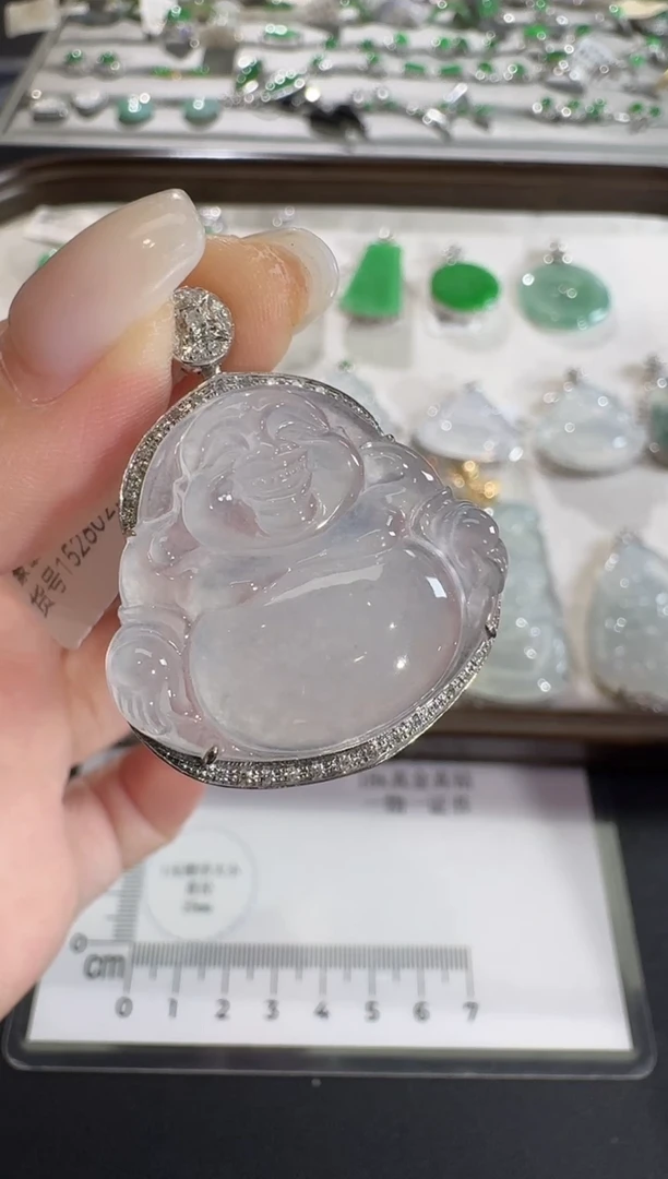 吊坠(不含链)18K金镶嵌翡翠【源头工厂】钻石镶嵌