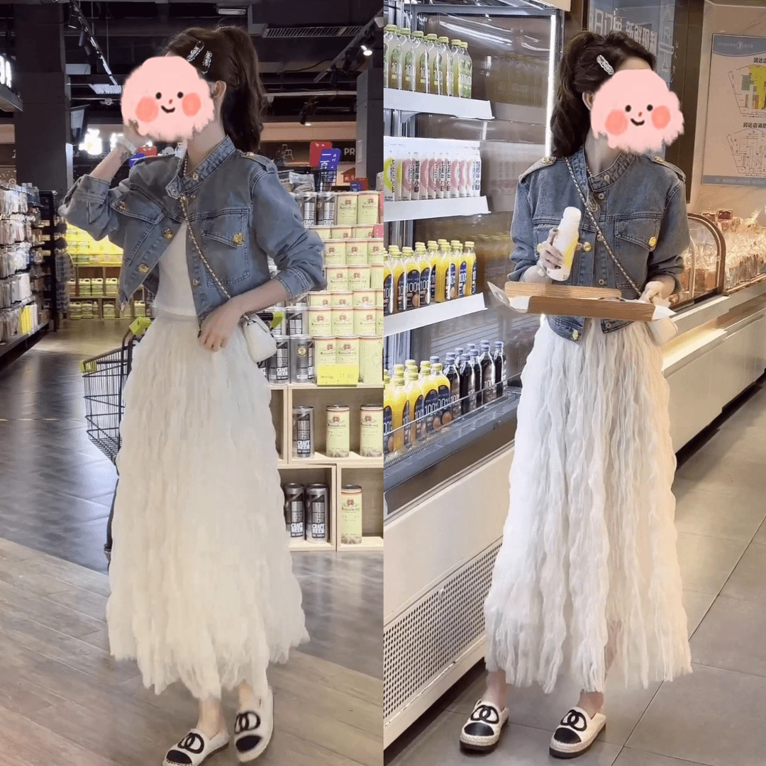 春秋季新款时尚洋气牛仔外套两件套女半身裙减龄衣服时尚套装潮