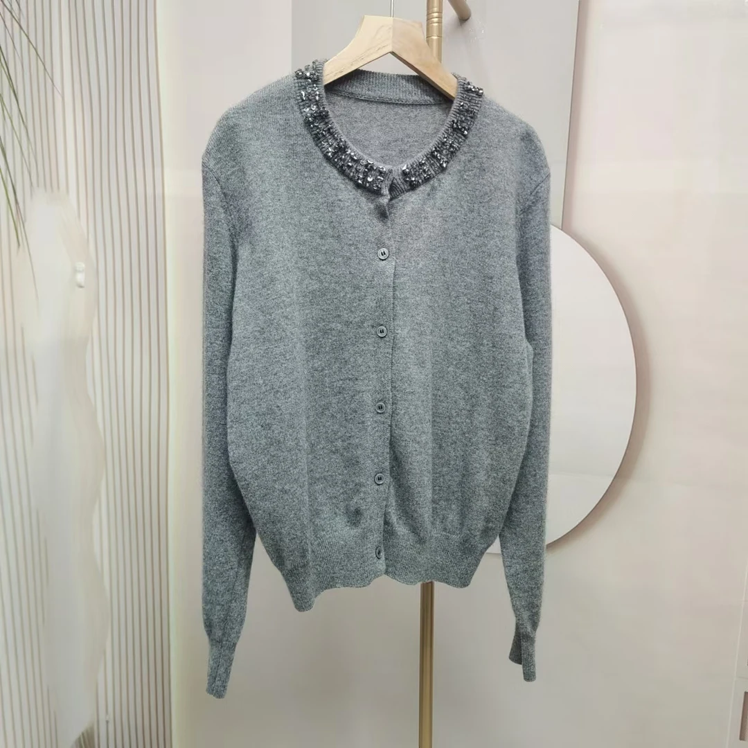 A939   女士毛衣气质时尚百搭圆领灰色