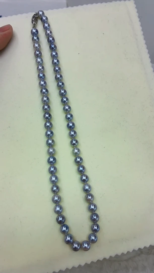 未镶嵌DA海水珍珠灰珠串链7-8 a673