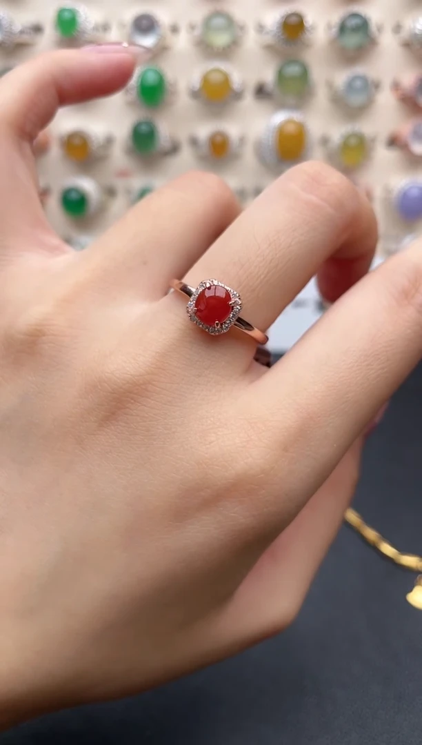 【闪购商品】翡翠戒指银S925镶嵌一物一证一礼盒