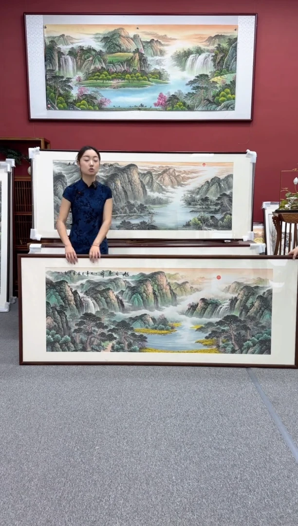 国画手绘  旭日东升   172*85