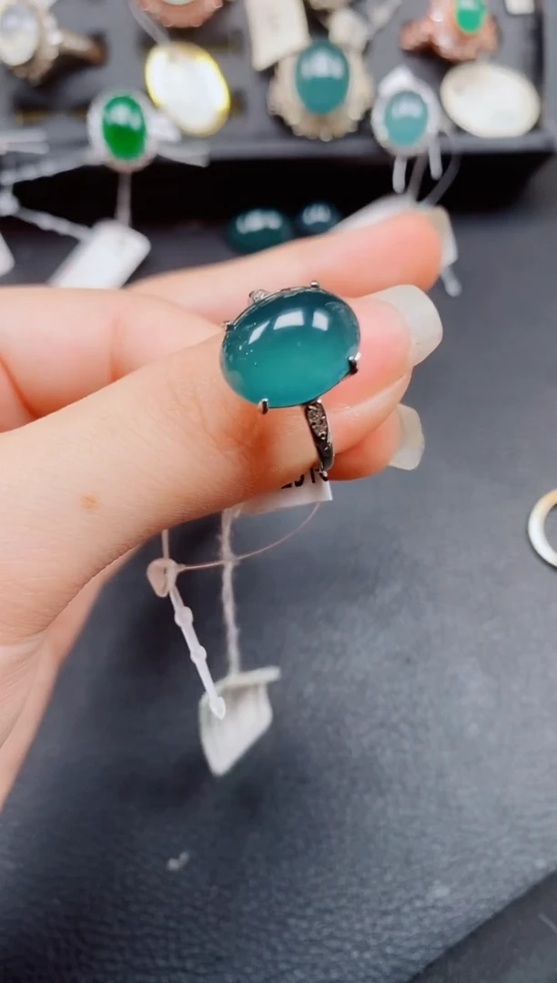 银S925镶嵌戒指翡翠翡翠
