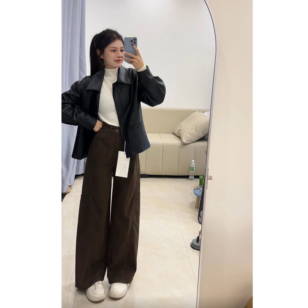 美式复古直筒休闲牛仔裤女小个子高腰宽松显瘦长裤百搭垂感阔腿裤