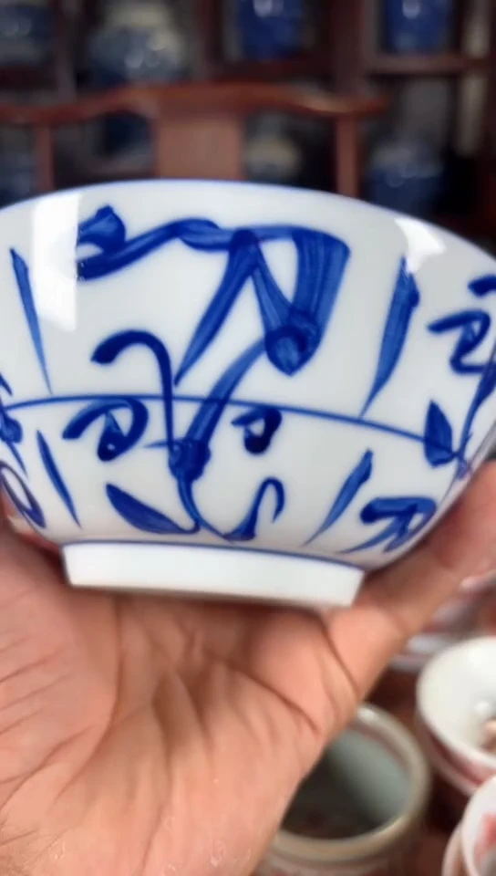 柴窑青花刀字碗刀字碗
