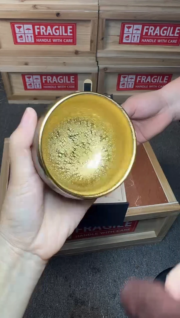 茶盏彩金 建窑建盏主人杯