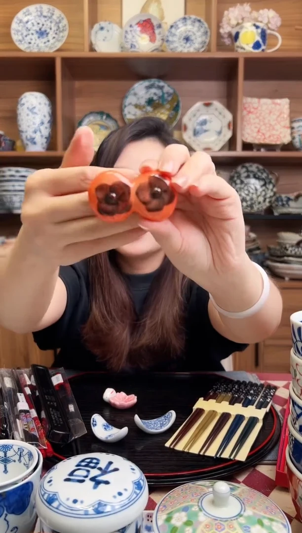 瓷片柿柿如意 筷架 2只装