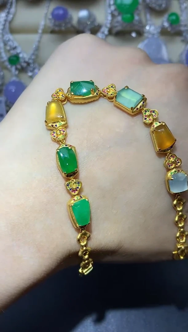 18K金镶嵌手链翡翠497-中国好珍宝