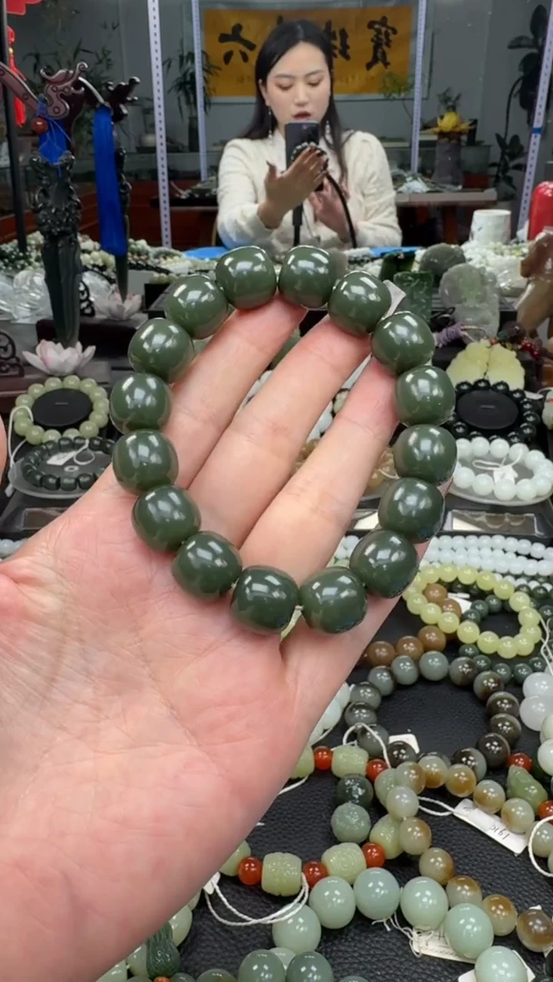 未镶嵌手串和田玉新疆若羌青黄口卡14