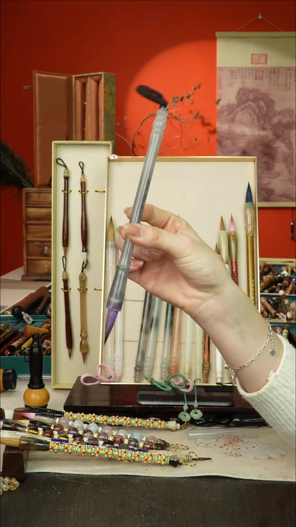 288号闪孤品高货毛笔链接 清水试笔 蘸墨不退