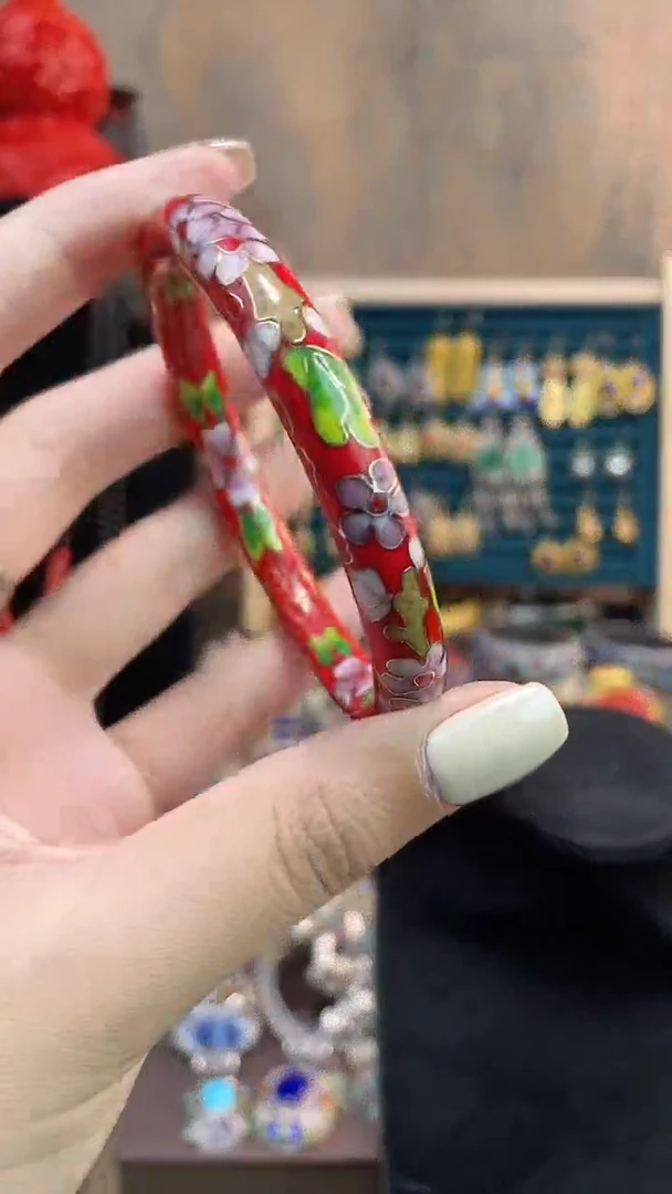 非遗景泰蓝细棍镯红色