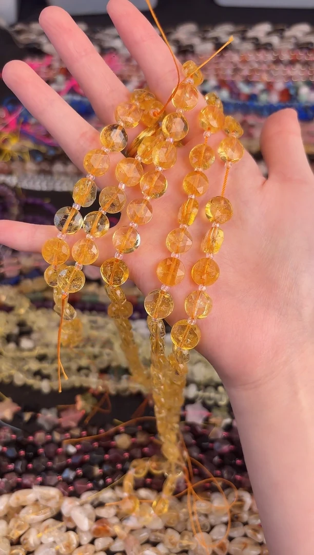 玛瑙/玉髓合金珠宝半成品黄水晶圆饼