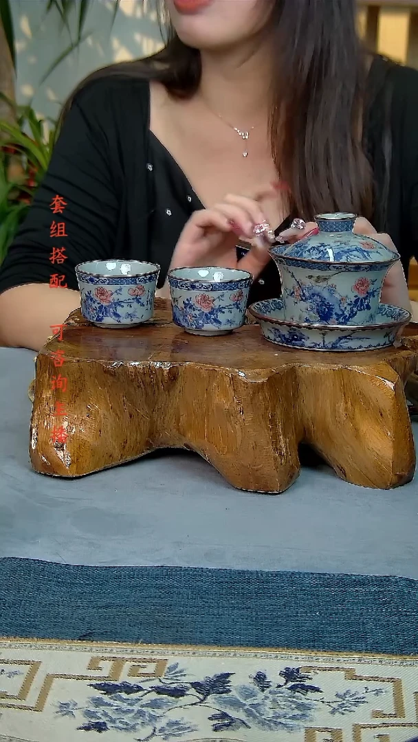 简装家用款3件套 老陶泥开片纹陶瓷茶具