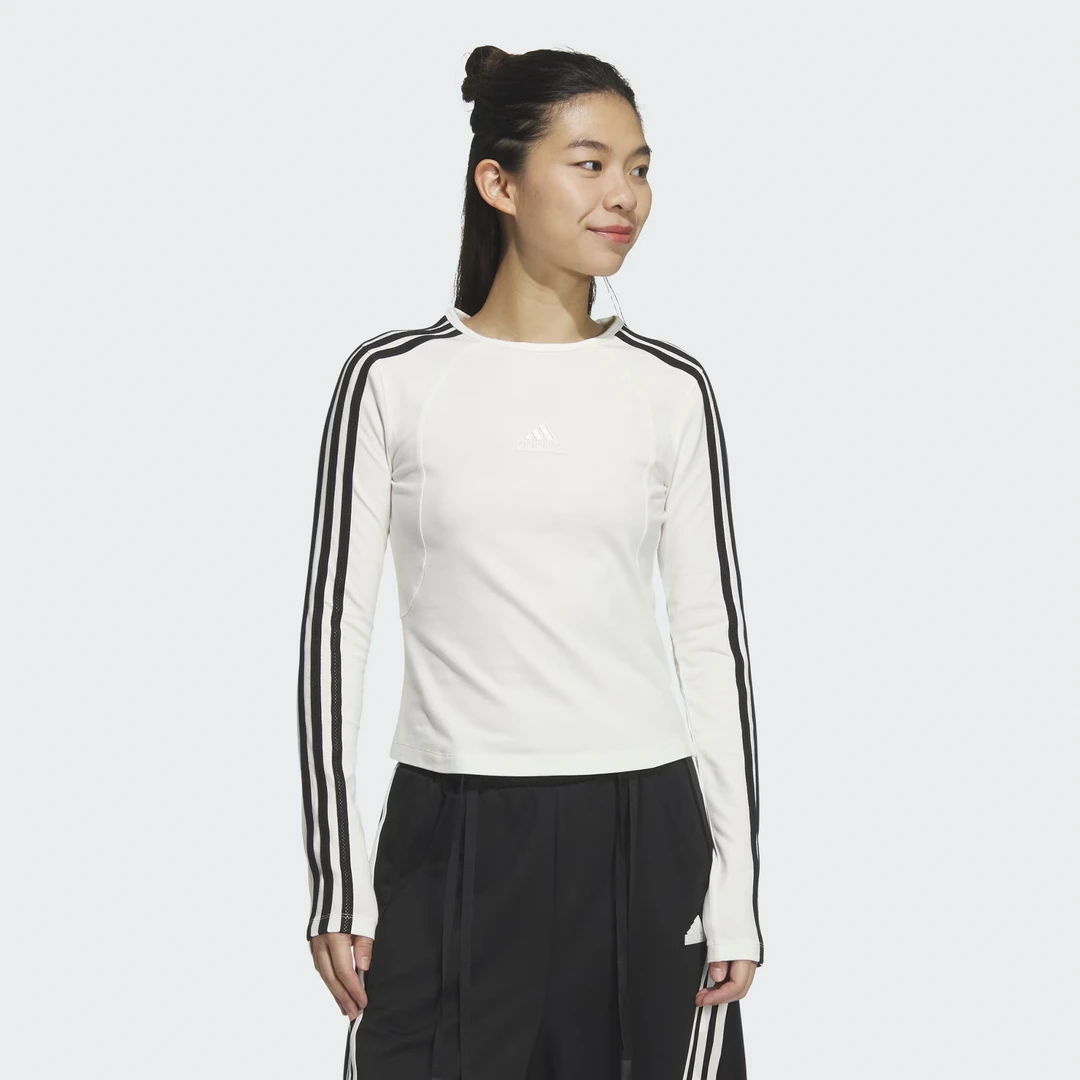 Adidas阿迪达斯女子运动休闲长袖T恤春夏长袖白色打底衫JW4643