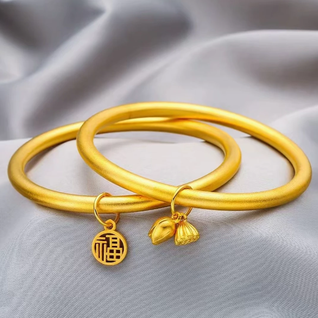 合金手镯 金色简约原创设计通用自然女精美百搭素款镯子