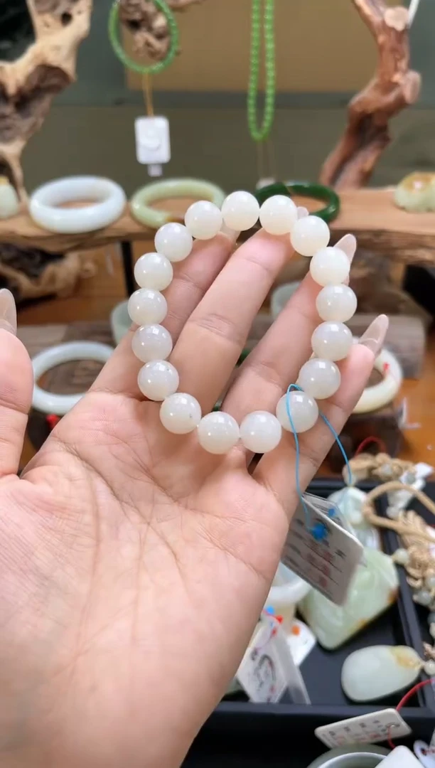 未镶嵌手串和田玉卡12黑山料 圆珠 9014541
