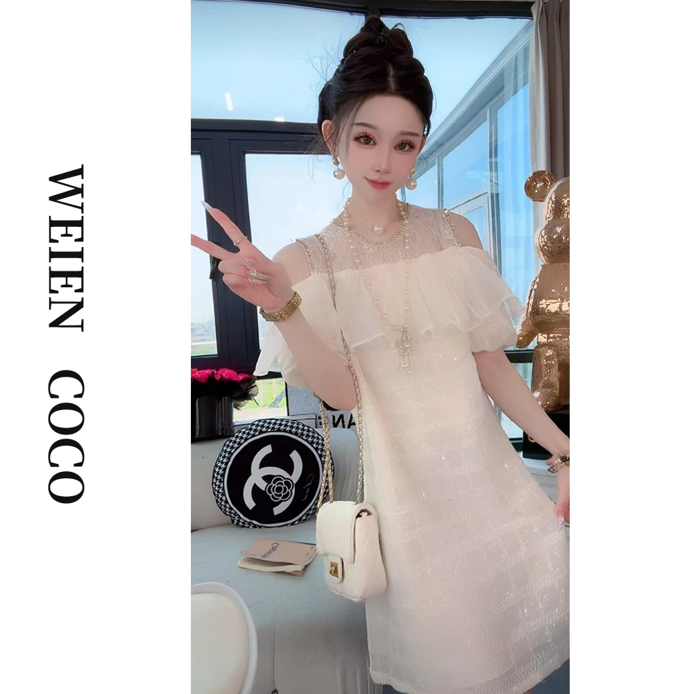 【薇恩COCO】 轻奢蕾丝露肩短袖连衣裙气质新款潮流春上新K4767