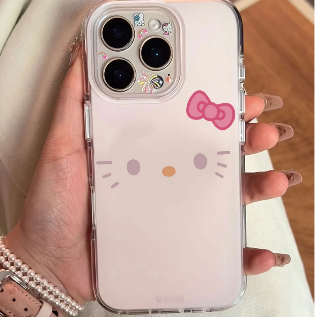 粉底凯蒂猫适用iPhone17/16白色大孔imd手机壳华为OPPOvivo防摔xr