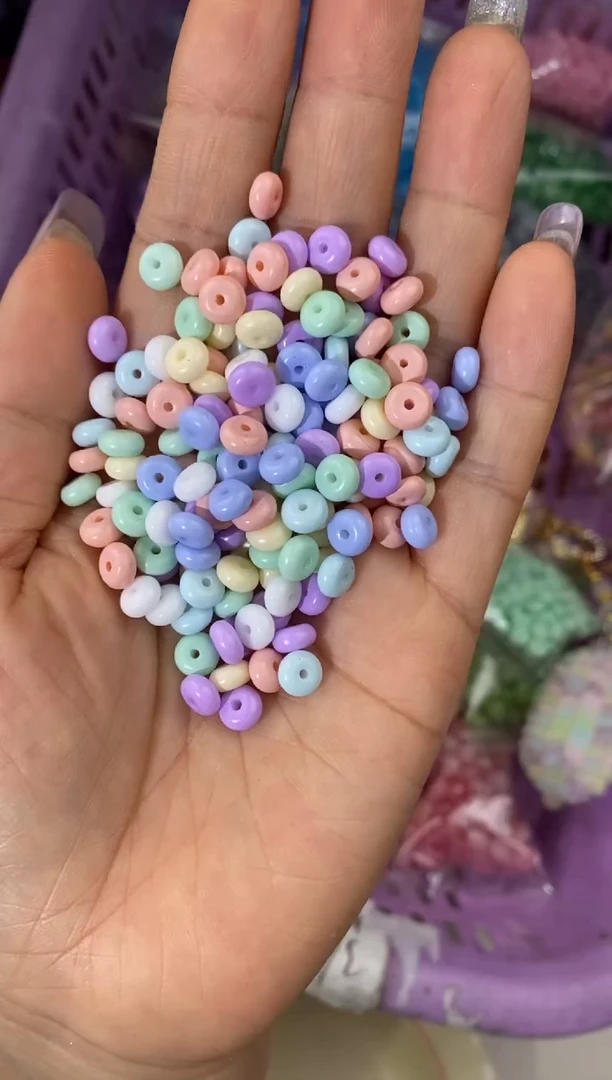 玻璃3015卡6算盘珠实色混色150颗马卡龙