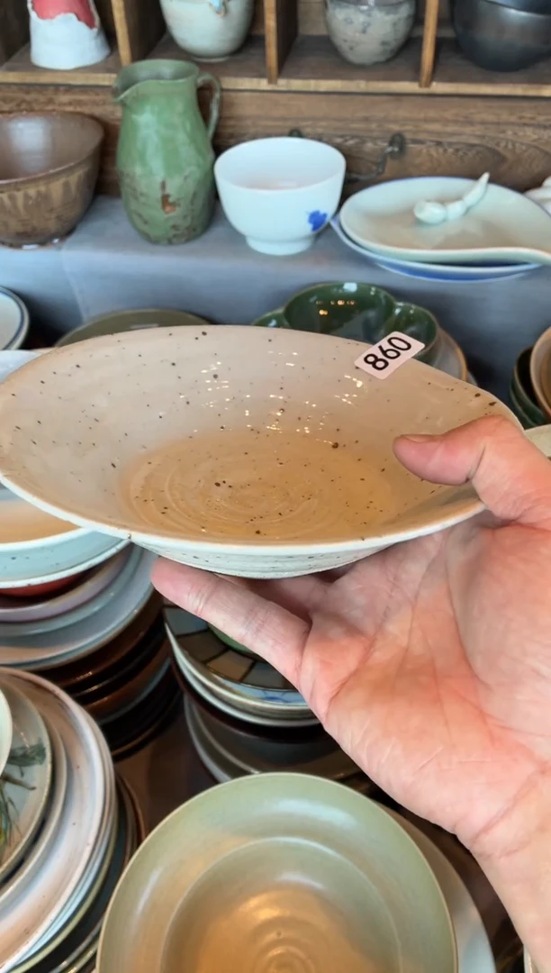 瓷片双****）860微瑕陶泥绿手工碟