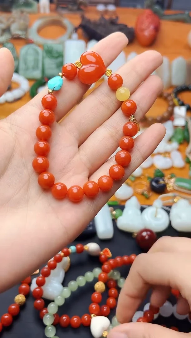 南红玛瑙手串未镶嵌手串