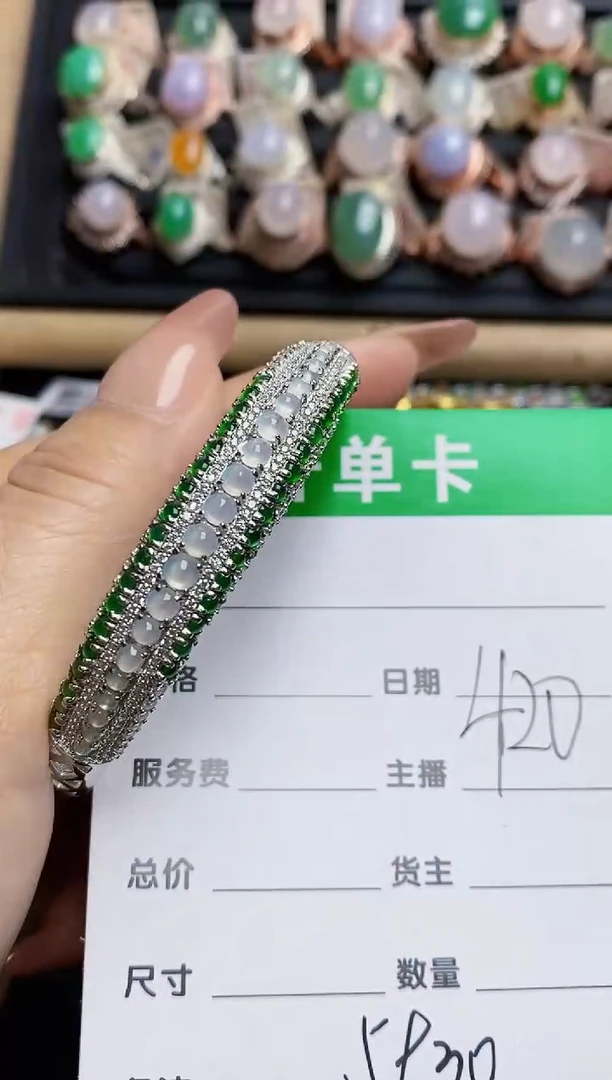 翡翠戒指银S925镶嵌5930